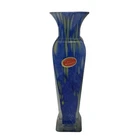 Vintage Murano Vase Lavorazione Arte Glass Made In Italy Blue Green 8” Handmade