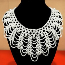 Dress Ribbons Detachable Collar Lace Trim Collar Pearl Fake Collar Pearl Beaded