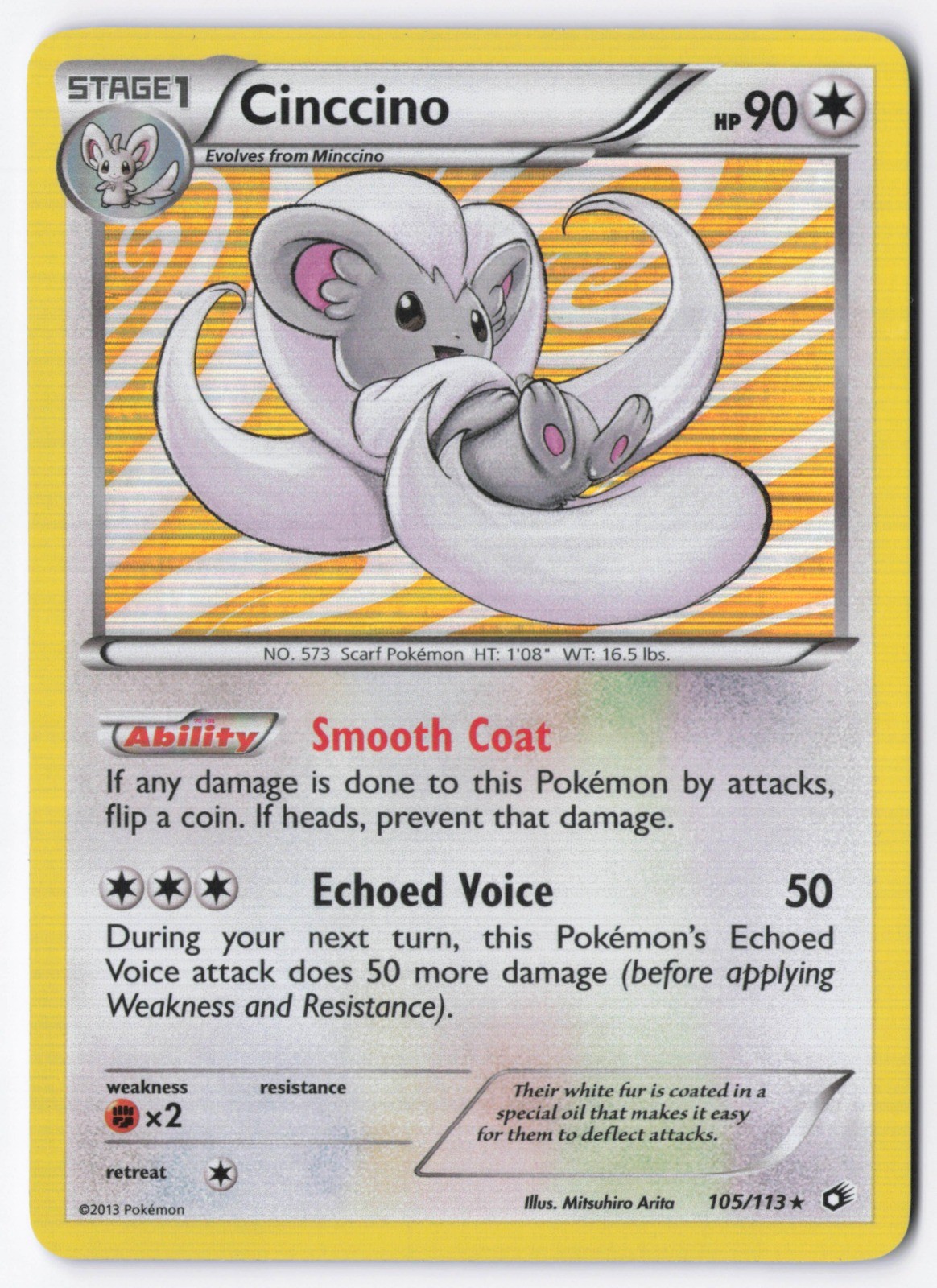 Cinccino Holo Rare Legendary Treasures 105/113 NM