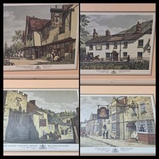 Tappetini Vintage Pimpernel Old English Inns Sughero Posteriore Mai Usati 6 In Scatola 