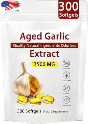 Primus Aged Garlic Extract - 7500mg Odorless, Garlic Extract Capsules 300 Softge