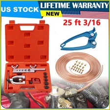 New 25FT 3/16 Copper Pipe Flaring Tool & Tube Bender Brake Line Pipe Repair Kit