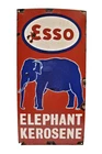 Vintage Esso Elephant Kerosene Porcelain Enamel Petrol Oil Sign Board 24x12 Rare