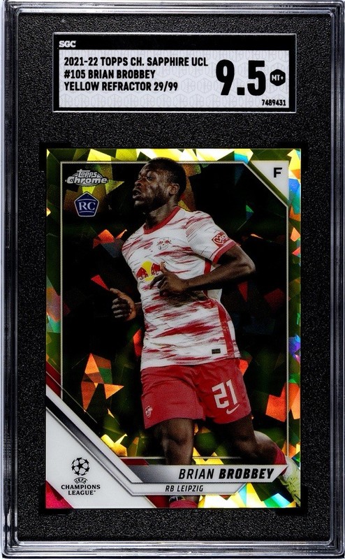 2021-22 Topps Chrome Sapphire Yellow Brian Brobbey RC /99 SGC 9.5