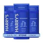 3X Harry's Aluminum Free Odor Control Deodorant Stone Scent 2.5 Oz