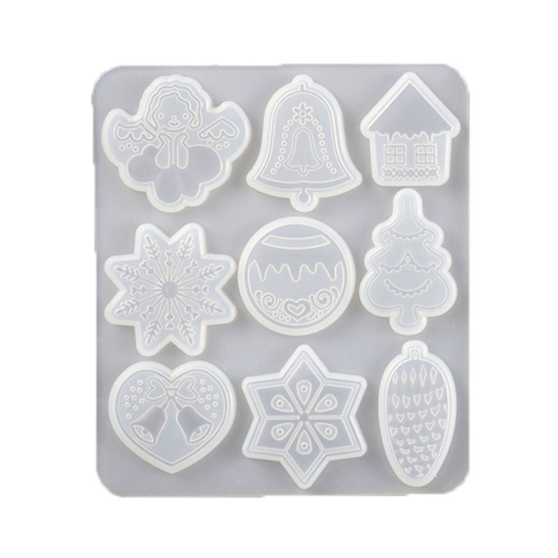 Shiny Diy Mirror Snowflake Keychain Silicone Mold for Christmas Day Gift Craft