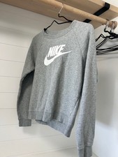 Nike Sweatshirt Women's S Gray Fleece Crewneck Big Logo Pullover Swoosh Casual