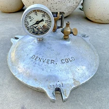 VTG "The Pressure Cooker Company " Denver Colo Kettle Lid, Gauge And Valves only