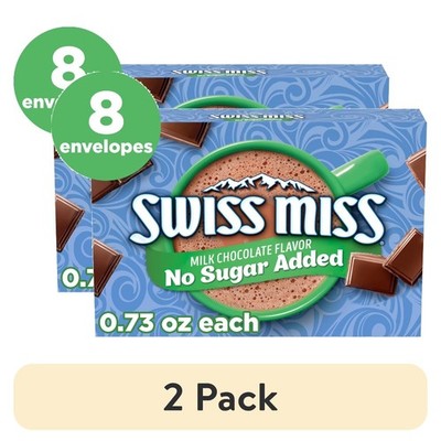 (2 pack)Swiss Miss No Sugar Added Milk Chocolate Flavored Hot Cocoa Mix, 0.73 oz