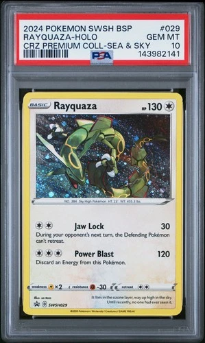 2024 POKEMON SWSH CROWN ZENITH PREMIUM COLLECTION SEA & SKY RAYQUAZA-HOLO PSA 10