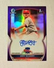 Griff McGarry 2023 1st Bowman Chrome AUTO PURPLE REFRACTOR 055/250 Raw RC W6