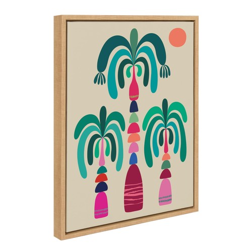 Kate and Laurel Sylvie MCM Palm Trees Framed Canvas Wall Art by Rachel Lee; 1...