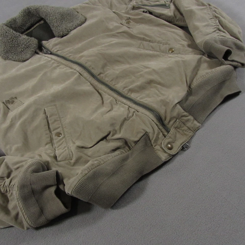 All Saints Faro Bomber Jacket Men M Medium Green Lined Wool MA-1 Flight Military - Image 3 of 4
