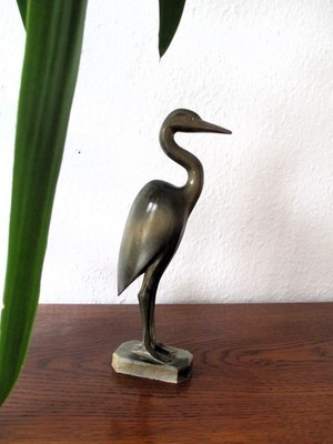 Reiher 50er 60er Jahre Mid Century Kranich Danish Design Dekoration 25cm Holz