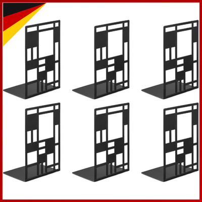 Buchstütze Metall Schwarz 3 Paar Buchständer Regal Halter für Bücher CD Kinder
