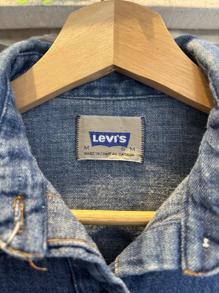 Camisa Vaquera LEVIS Vintage Años 70 Talla Mediana Usada Rara Naranja Pestaña Hecha en Lata Foto 2 de 4