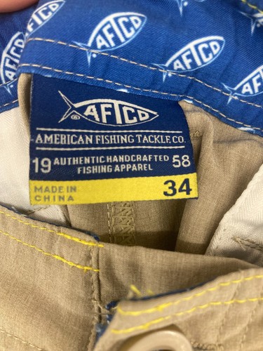AFTCO Khaki Shorts Mens 34 Fishing Cargo - Picture 2 of 9