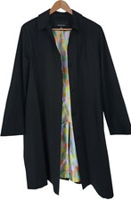 Jones New York Black Coat with Colorful Satin Lining Size L