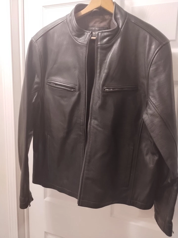 Chaqueta de cuero negra Sonoma de colección para hombre talla Lg resistente calidad de alta gama Foto 3 de 4