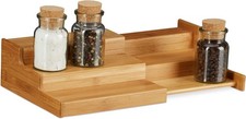 Image of Bamboo Spice Rack, 3-Tier 8x38.5x21cm Extendable Moisture-Resistant Natural