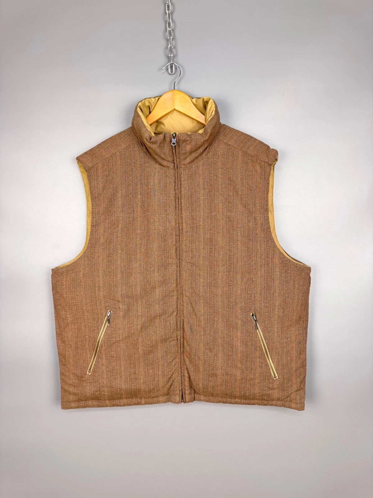 NWOT Vintage Eddie Bauer Goose Down Reversible Puffer Vest Brown/Beige Men's XXL