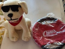 Raising Cane  s Plush Dog Wearing Sunglasses  Dog Frisbee NIP