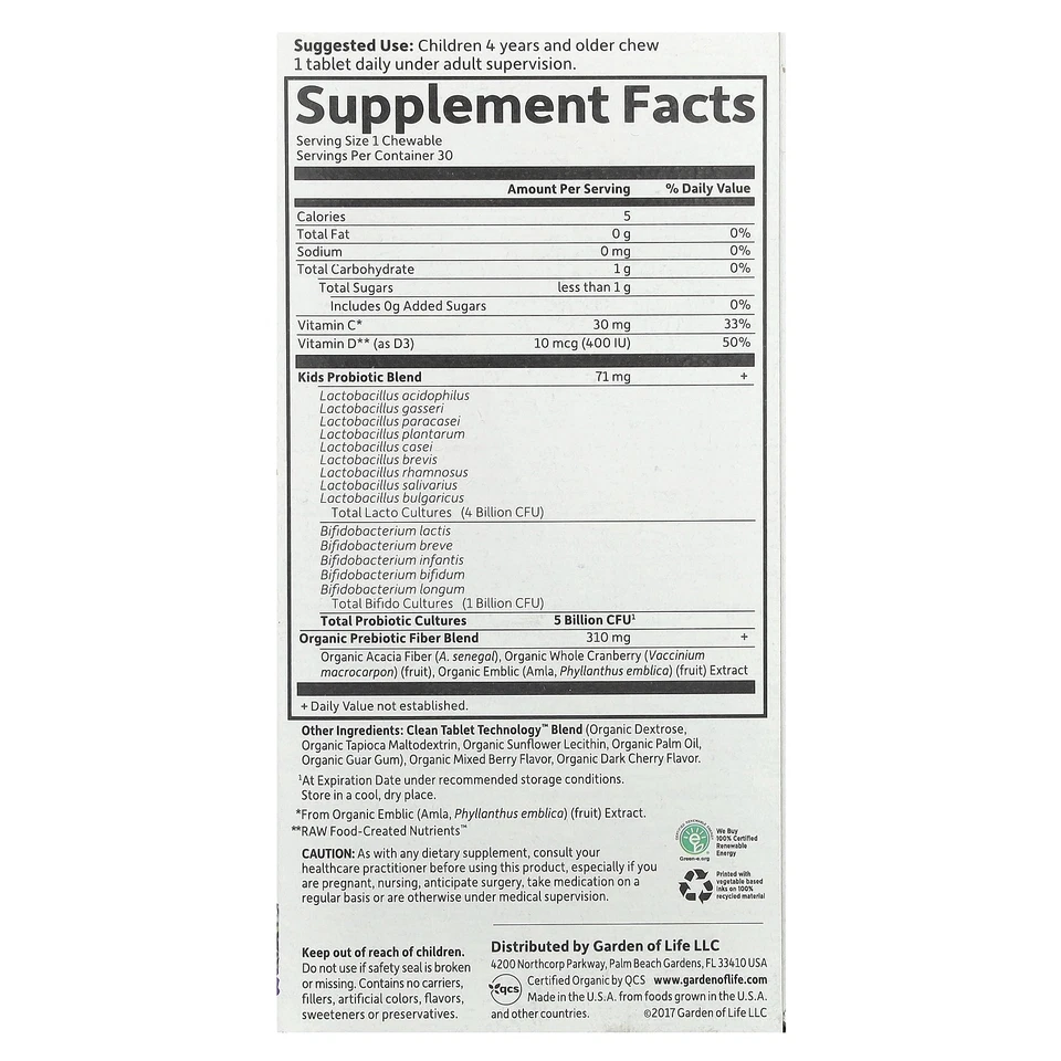 博士 配方益生菌,有机儿童 + 益生菌 + 维生素 C & D,美味 — 第 2/3 张图片