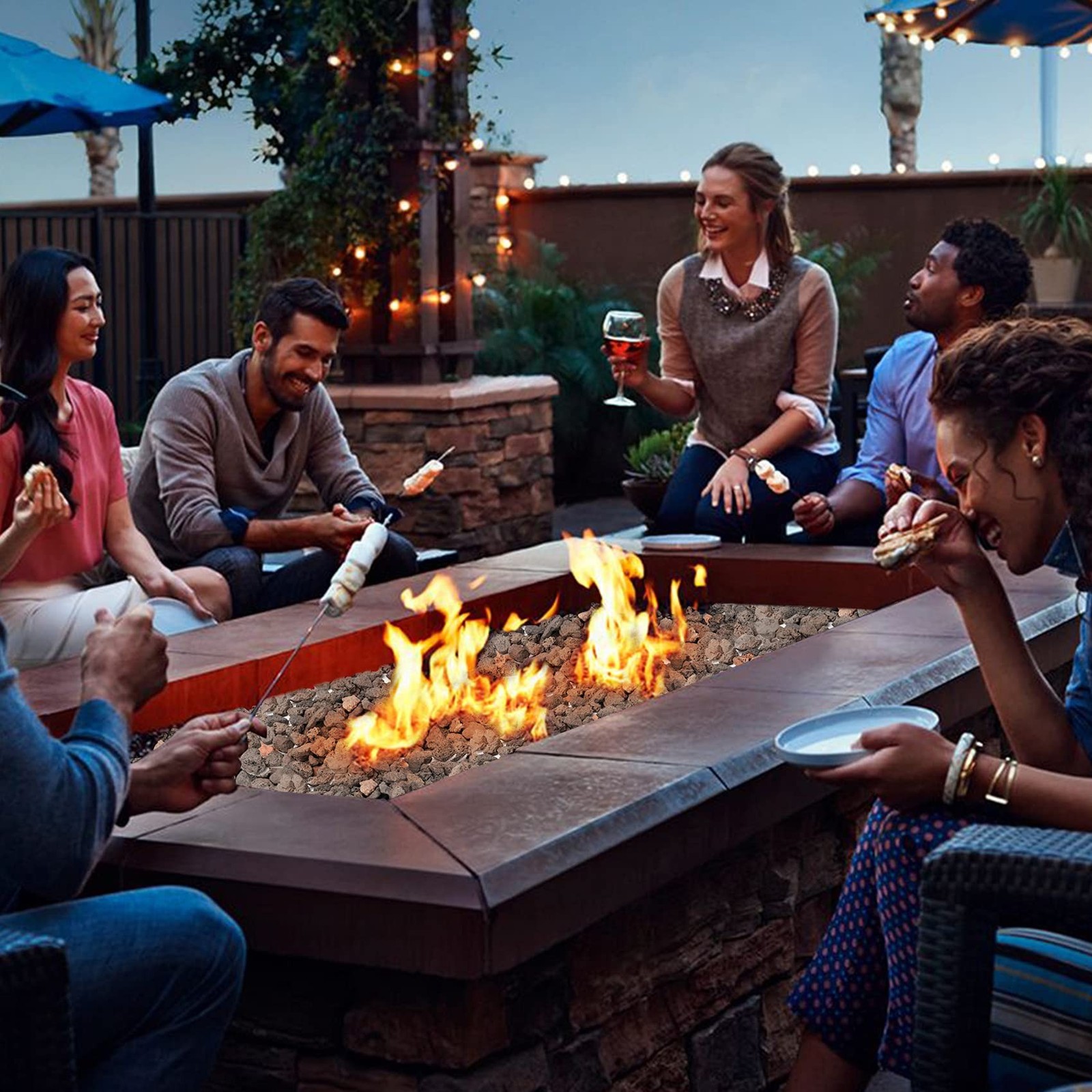 Skyflame 3/8" to 3/4" Natural Stones Lava Rock Granules for Gas Fire Pit | Fi...