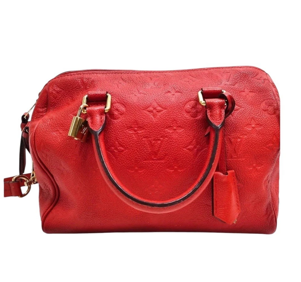 Louis Vuitton Red LV Monogram Empreiente Leather M40798 Speedy Bandouliere 25 - Image 2 of 4