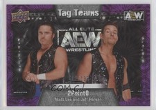 2022 AEW All Elite Wrestling Purple Pyro Jeff Parker Matt Lee Patch Tag 0st9