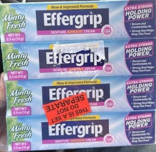 Effergrip Denture Adhesive Cream, Extra Strong Holding Power, 2.5 Oz.  8 pack