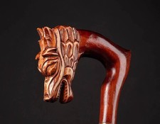 Hand carved wooden wolf walking stick for men women cane every day us for walk