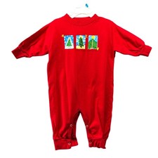 Vintage Baby 18M M.D. Anderson Cancer Center Christmas One Piece Red Holiday