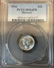 1916 Mercury Dime 10C Silver PCGS MS64 FB Full Bands Philadelphia Mint