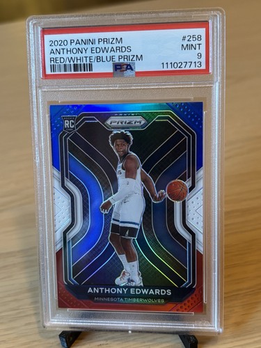 2020-21 Panini Prizm - Anthony Edwards #258 Red White & Blue Prizm (RC) PSA 9
