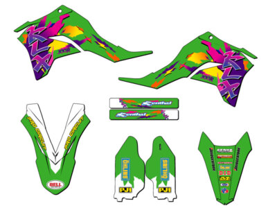 2020-2023 KLX 300 R THROWBACK Green Senge Graphics Kit Compatible with Kawasaki