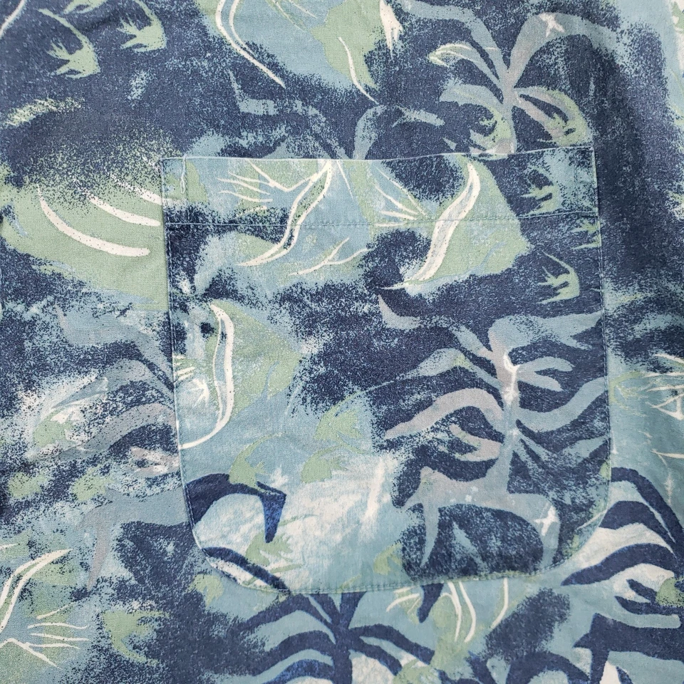 Dickie Walker Authentic Button Up Shirt Mens XL Blue Hawaiian Floral Canvas - Image 4 of 4