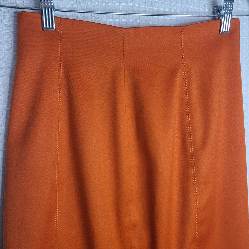 Falda lápiz suave cintura alta 100 % lana naranja talla 6 Tahari de colección en excelente estado Foto 2 de 4