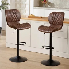 Bar Stools Set of 2, Modern Swivel Counter Height Barstools for Kitchen Island C
