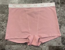 NWT VICTORIA'S SECRET PINK M SHIMMER THICK LOGO BAND HIGH WAIST BOYSHORT PANTIES