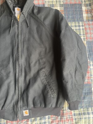 Vintage Carhartt Jacket J268 BLK Black Canvas Hooded Jacket Coat