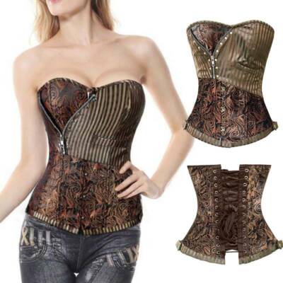 Women's Lace Bustier Corset Top – Overbust Lace-Up Waist Cincher, Push Up Shapewear, Knit Lingerie For 2025 Fashion