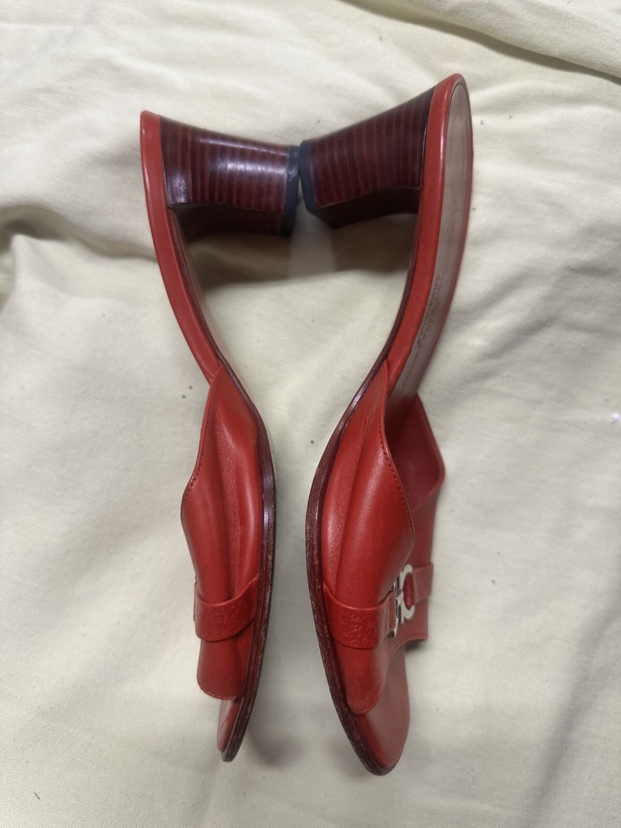 サンダル・ミュール Ferragamo Leather Sandal With Heel Salvatore Ferragamo Womens Leather Mule Slide Heel Sandals