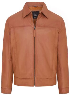 Hellbraune Herren-Bikerjacke Retro hellbraun 100 % Nappaleder Harington