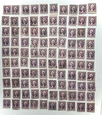 US 720 721, 3c George Washington, Used Purple Stamp Lot of 100, Arts & Crafts