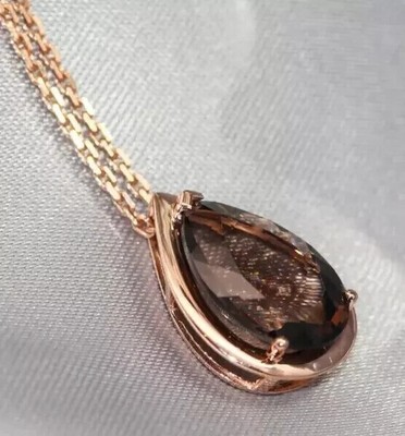 2Ct Pear Cut Lab Created Chocolate Diamond Women's Pendant 14k Rose Gold Plated