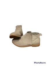 TOMS Youth Girls Size 4.5 Tan Suede Ankle Booties Aztec Print