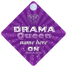 Drama Queen On Board Baby/Child Girl Car Sign Any Name