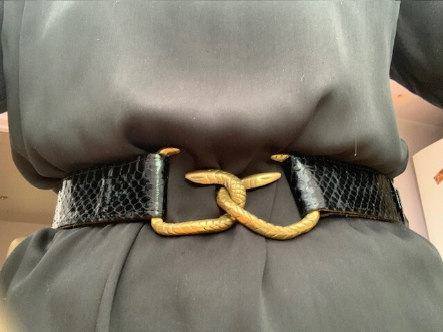 Snakeskin Belt Featuring 2 Interlocking Solid Bra… - image 7