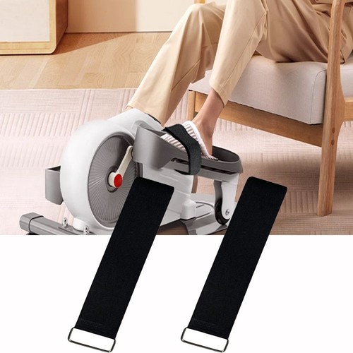 2 Pcs Black Ellipse Leg Exerciser Machine Pedal Straps